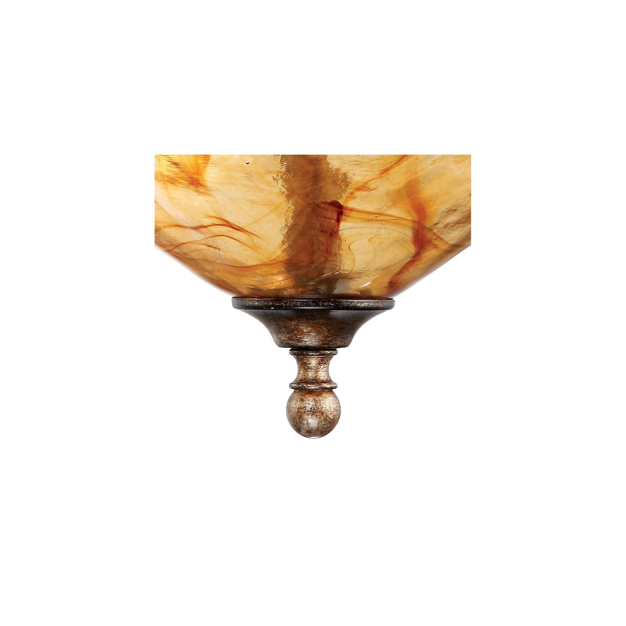 Franklin Iron Works Amber Scroll Modern Ceiling Light Semi Flush Mount Fixture 20 1/4" Wide Golden Bronze Art Glass for Bedroom Kitchen Living Room