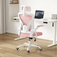 thumbnail image 7 of Farini Ergonomic Office Chair, Home Office Desk Chair with Headrest, High Back Computer Chair with Armrests and Adjustable Lumbar Support for Home Office Bedroom Study Room, White & Pink, 7 of 7