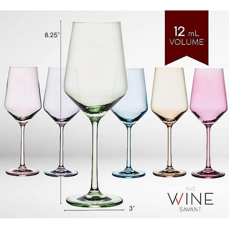 Colored Wine Glasses Set of 6-16oz Multi Colored Square Wine Glasses with  Tall Long Stems and Flat B…See more Colored Wine Glasses Set of 6-16oz  Multi