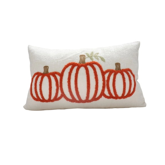 SDJMa Fall Pumpkin Lumbar Pillow Cover 12x20 Inch, Pumpkin Pattern Embroidery Cushion Case for Sofa Bed Couch Autumn Harvest Thanksgiving Party Farmhouse Home Decor
