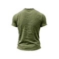thumbnail image 4 of Zimjoy Men's Linen Shirts Loose Fit V-Neck Short Sleeve Tee Shirts Textured Solid Color Casual Streetwear Basic Tee Army Green L, 4 of 5