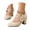 Beige, variant on Women's Mary Jane Heels with Bow Retro Closed Round Toe Sweet Office Dress Shoes