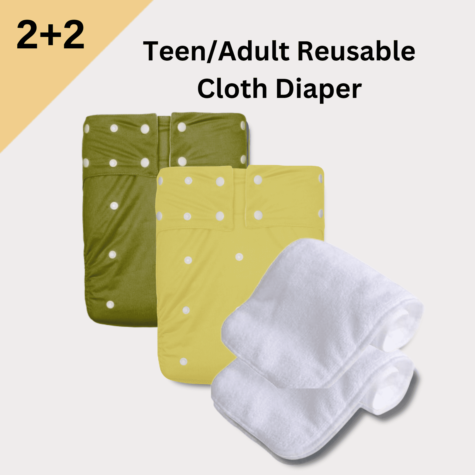 2-Pack KaWaii Teen/Adult Cloth Diapers with 2 Large Absorbent Inserts Unisex Waterproof  Incontinence Underwear #GY