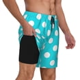 thumbnail image 2 of Fotbe Aqua And White Polka Dot Traje de Baño para Hombre – Shorts de Natación de Secado Rápido con Forro y Bolsillos-Medium, 2 of 6