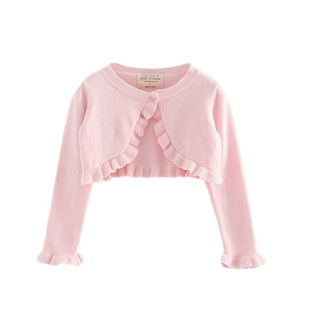 

Usaibhir Toodler Girls Long Sleeve Cropped Cardigan Sweater Girls Button Closure Knitted Cable Cardigan for 1-8Y Pink
