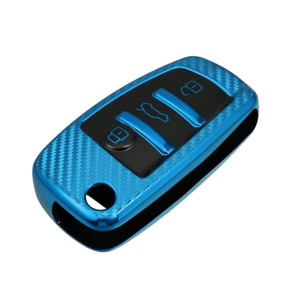 Unique Bargains Silicone for Smart Key Fob Case Cover for Audi A3 A1 A3 A6 Q2 Q3 Q7 TT TTS R8 S3 Carbon Fiber Pattern Blue