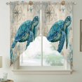 thumbnail image 2 of Teal Sea Turtle Coastal Swag Valances for Windows 2 Pack, Kitchen Window Curtains 36 Inch Length, Vintage Summer Beach Nautical Privacy Swag Curtains for Living Room/Bathroom with Rod Pocket 36"x36", 2 of 8