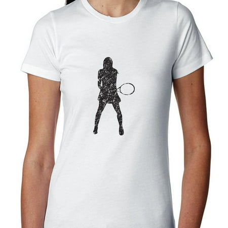 Female Tennis Player Silhouette Waiting for Serve Women's Cotton