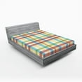 thumbnail image 2 of Ambesonne Plaid Fitted Sheet, Tartan Motif Stripes Vintage, California King, Pale Sky Blue Mustard, 2 of 5