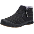 thumbnail image 4 of Botas Nieve Forradas Piel Botas Caña Corta Ligeras para Hombre para El Invierno (Negro 45), 4 of 9