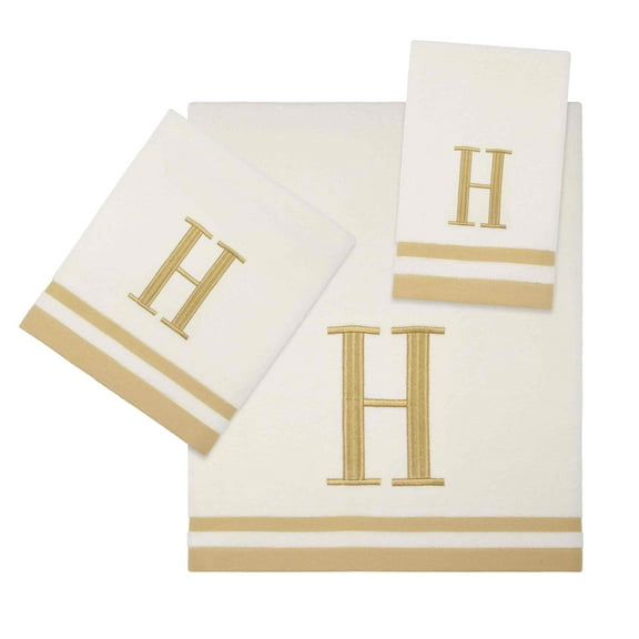 Avanti IVR/GLD Monogram 3-Piece Towel Set