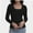 Black, variant on Casual Women's Long Sleeve Shirts Knit Fitted Stretch Scoopneck Basic Solid Tunic Tops
