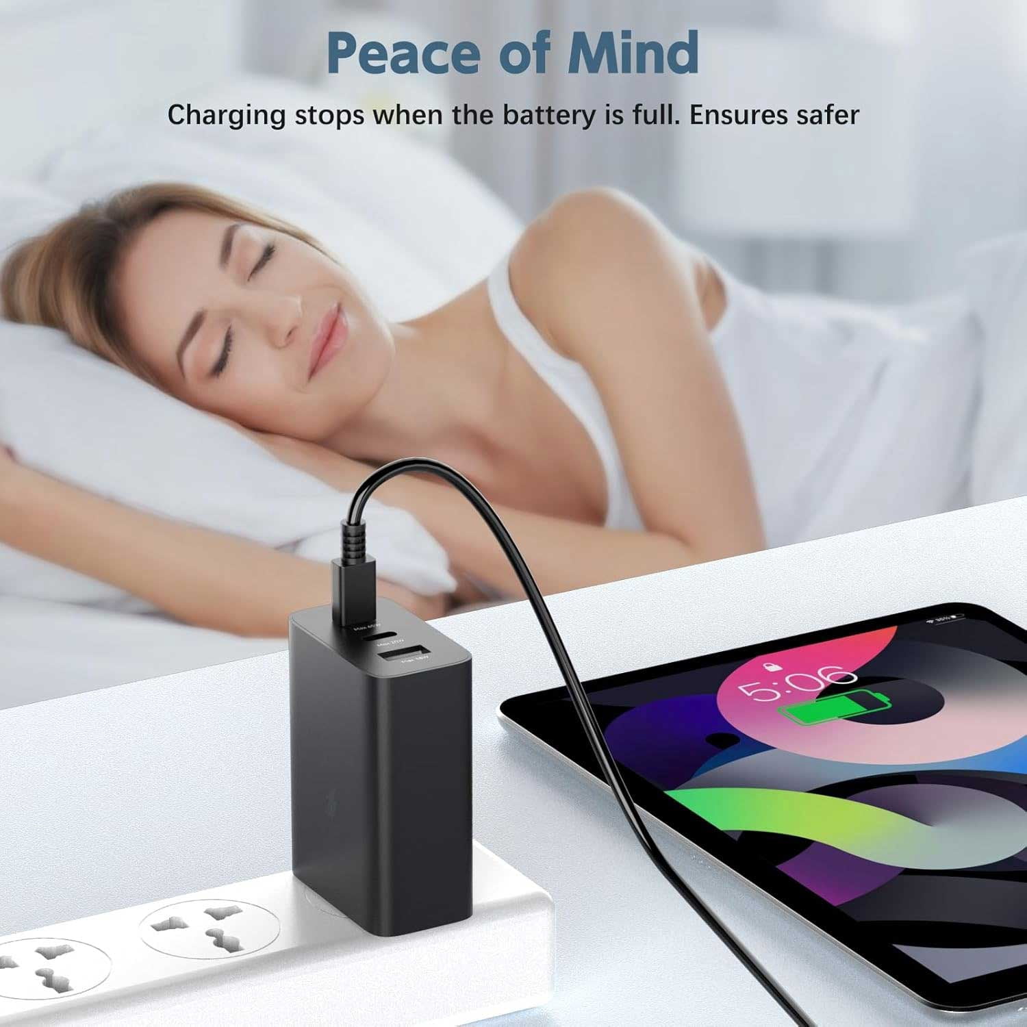 65W Fast Home Wall Charger Compatible With Google Pixel 4a/5a/6a/7a/8a/9a/10a - PD USB-C 6ft Long Cable Type-C Power Cord QC3.0 Adapter 3-Port