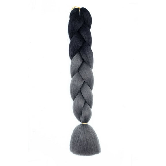 Namzi 6 Pcs 60cm Synthetic Braiding Hair High Heat Resistant Fluffy Fiber, Jumbo Braiding Hair Extensions for Styling & DIY Hairstyles,Black to Dark Grey
