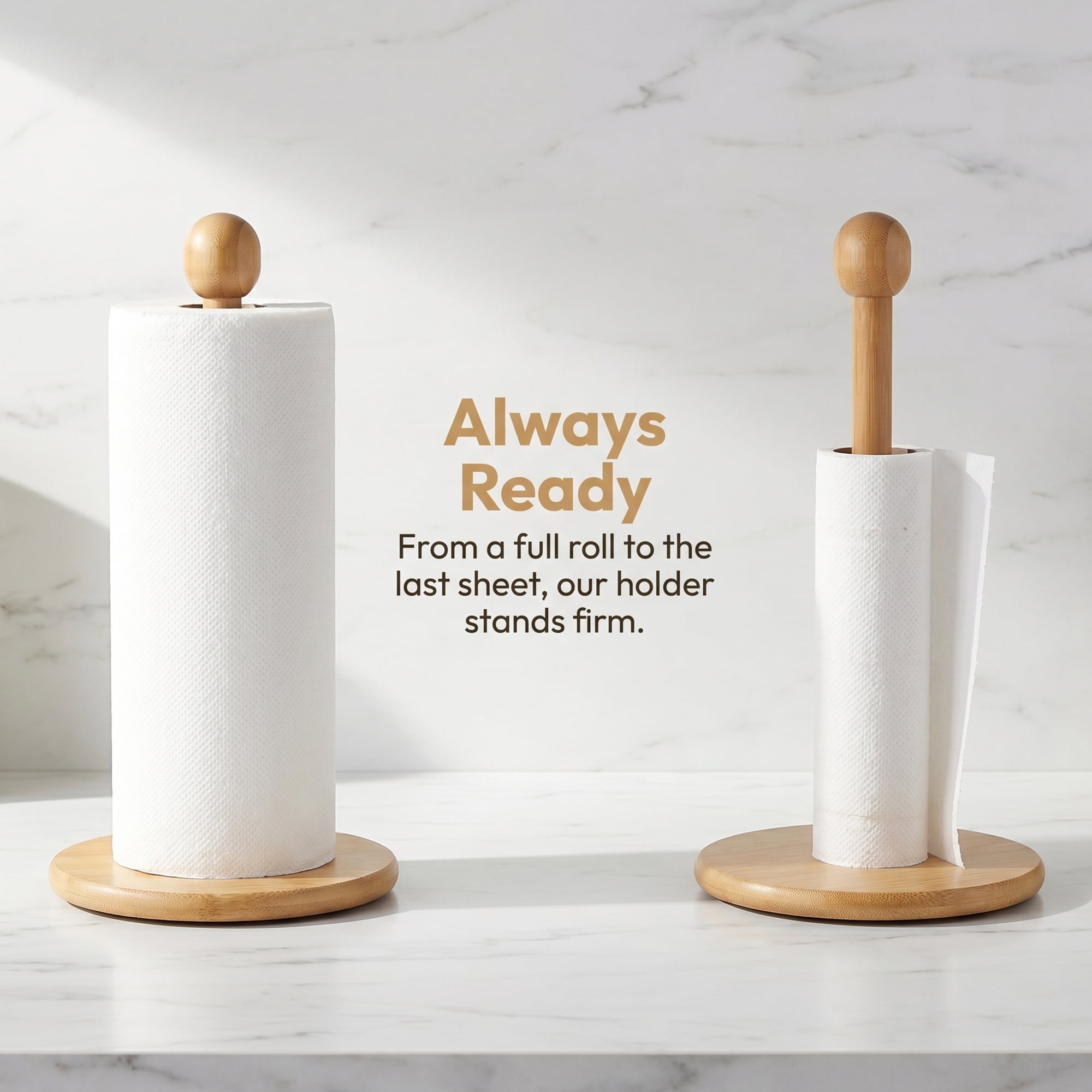 Unique Bargains Paper Towel Holder Countertop Durable Base Wood Natural C 11.6x5.7inch