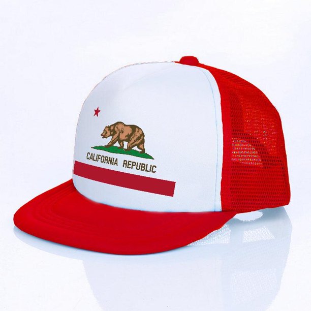 California Republic Flag Trucker Hats Women Men Summer Animal Bear Mesh Cap Hip Hop Hat Funny Cool Summe Baseball Cap YF11256-60cm Gao Jinjia LED