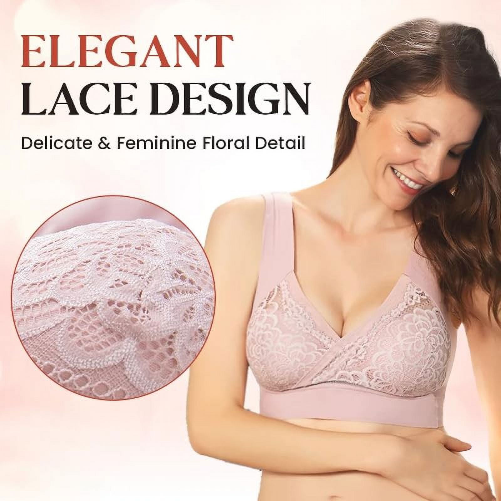 Sweet Home Farm Support Bras for Women New Rosy Lift Bra Plus Size Comfort Extra Elastic Wireless Lace Bras
