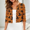 thumbnail image 2 of lcziwo Womens 3/4 Rolled Sleeve Shrugs Tops Casual Open Front Lightweight Cardigans Cute Halloween Graphic Costumes Brown L, 2 of 8