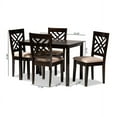 thumbnail image 5 of Baxton Studio Caron Modern and Contemporary Sand Fabric Upholstered Espresso Brown Finished Wood 5-Piece Dining Set, 5 of 5