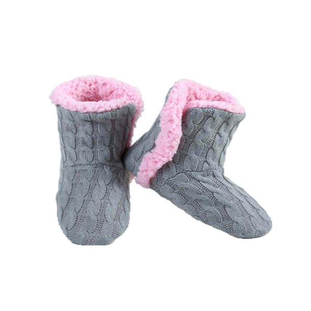 Women's Cable Knit Slippers House Booties Socks Soft Sherpa Lining