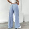 thumbnail image 4 of Lenpel Wide Leg Pants for Women Striped High Waisted Tie Front Cotton Linen Pants Casual Loose Lounge Trousers with Pockets, 4 of 6
