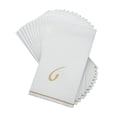 thumbnail image 3 of Fonteme Linen-Feel Guest Towels | 14 Gold Letter 'TET' [ט] White Paper Dinner Napkins, Cursive Hebrew Font, air-laid Material [14PK], 3 of 3