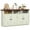 Beige, variant on Timagebreze 60" Farmhouse Buffet Cabinet with 4 Doors & Open Shelves for Dining & Living Room,White