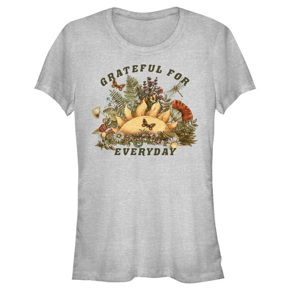 Junior's Lost Gods Grateful for Everyday  Graphic Tee Athletic Heather Medium