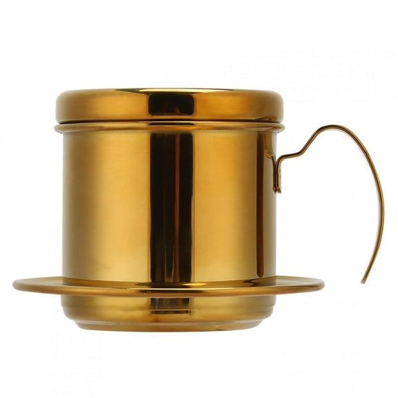 Stainless Steel Vietnamese Style Coffee Maker Pot Coffee Drip Brewer for Home Kitchen Office OutdoorGold