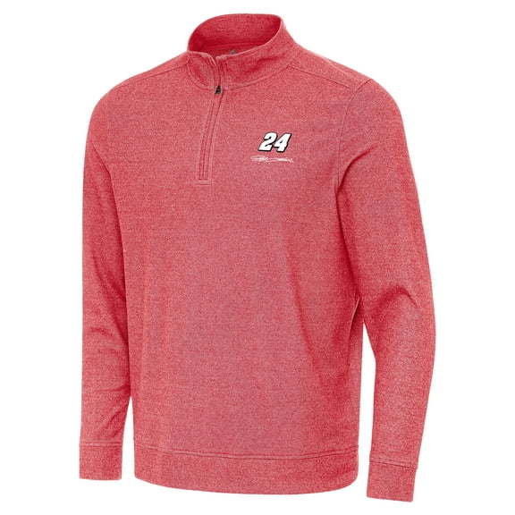 Men's-Antigua  Heather Red Jeff Gordon Subtle Quarter-Zip Pullover Top