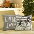 thumbnail image 5 of Happy Fall White Pumpkin Decorative Throw Pillow Covers 20 x 20 Set of 4, Autumn Gray Leaves Polka Dots Stripes Porch Patio Outdoor Pillowcase Buffalo Plaid Farmhouse Cushion Case Home Decor, 5 of 6