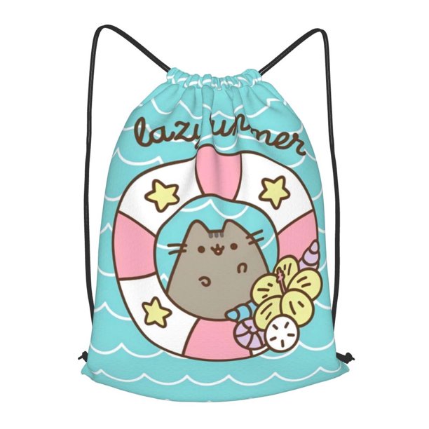Pusheen The Cat Mochila Con Cordón Resistente Al Agua Bolsa De Cuerda De Moda Deportiva Sackpack Saco De Gimnasio Con Para Hombres Y Mujeres