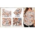 thumbnail image 5 of WellSize 3/4 Sleeve Plus Size Womens Blouses Casual Floral Pleats Tops Summer Crewneck Shirts Tunic Curved Hem Blouses, 5 of 7