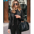 thumbnail image 1 of Wangsaura Veste en Similicuir pour Femme, Veste de Moto Ajustée à Manches Longues, 1 of 6