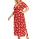 thumbnail image 2 of Vestido Corto de Verano con Cuello en V de Manga Corta Impreso, Vestido de Moda Casual para Mujeres, 2 of 5