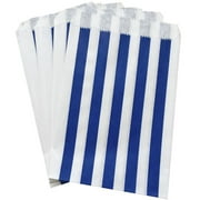 48 Royal Blue Stripe Paper Treat Sacks - Favor Bags