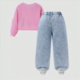 thumbnail image 4 of HCNTES Baby Girl Winter Clothes Toddler Girls Clothes 3T 4T 5T 6T Ribbed Baby Kids Girl Long Sleeve Flower Tops Jeans Pant Knitwear Denim Outfits, 4 of 7