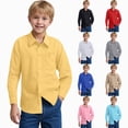 thumbnail image 5 of 5-6T Little Kids Boys Dress Shirts,2pcs Oxford Shirt with Pocket Button Up Long Sleeve Tops for School Party Wedding Kids Baisc Solid Shirts Dark Blue & Khaki Boys Clothes, 5 of 6