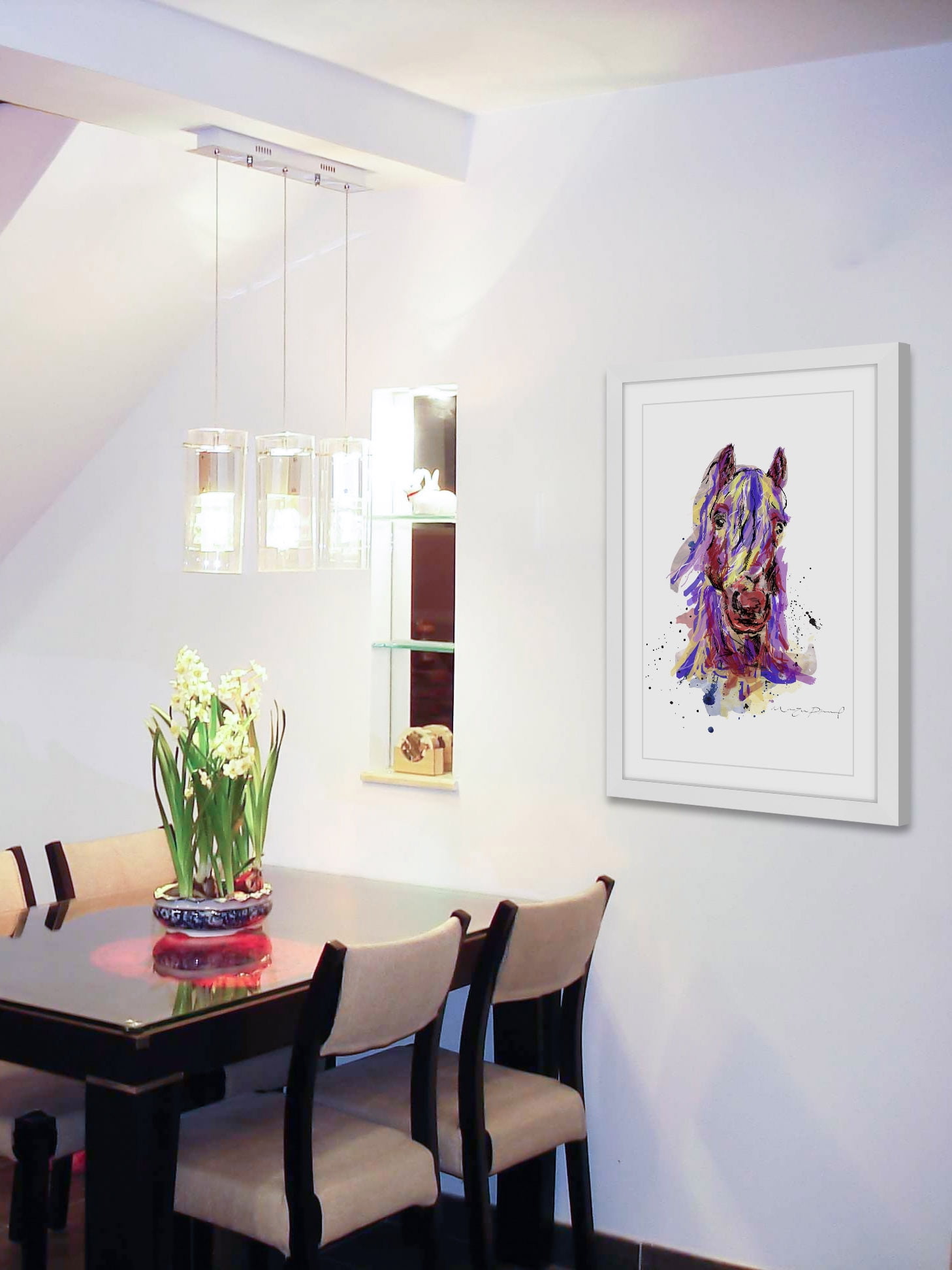 "Cheval" Framed Painting Art Print, 12" x 1.5"