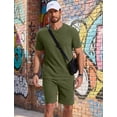 thumbnail image 2 of COOFANDY Men' Short Sleeve T Shirts and Shorts Set Beach Vacation 2 Piece Outfit Summer Lounge Sets Workout Matching Set, 2 of 6