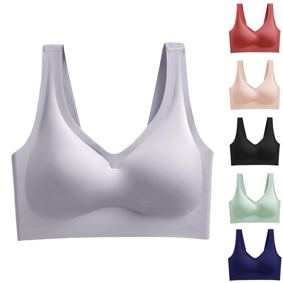 Women's Seamless Wireless V Neck Everyday Bra, JIANLAI Wide Strap Comfort Soft Full Coverage Sleep Bra