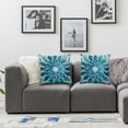thumbnail image 3 of Acheng Spring Summer Dahlias Flowers Pillow Cover - Teal Abstract Geometric Petal Design, Modern Decorative Cushion Case for Home, Couch, Bed, Sofa,Set of 2 White, 3 of 6