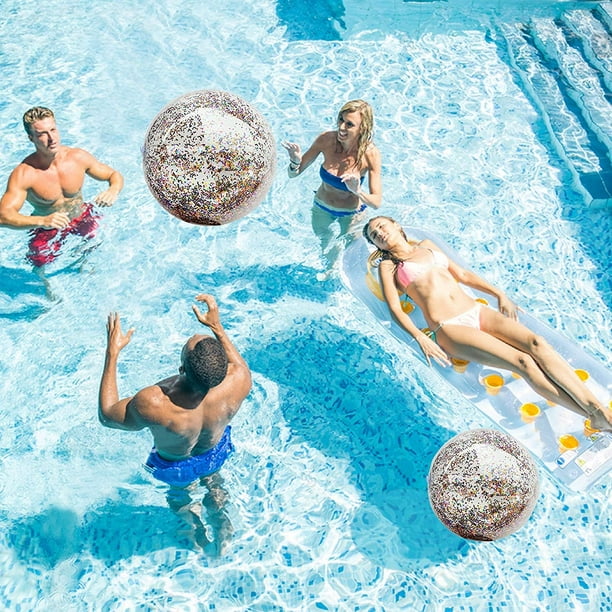 Ballon de plage gonflable, Balles de plage à paillettes Confettis  Paillettes Ballon de plage clair Jouets de piscine