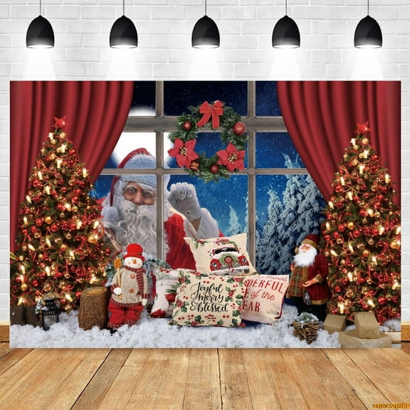 Christmas Backdrop Winter Snow Window Fireplace Gift Xmas Party Kids Family Portrait Photography Background r Photo Studio