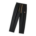 thumbnail image 1 of Pantalones deportivos para hombre, con bolsillos, cintura elástica, cordón ajustable, ajuste holgado Talla XL Negro, 1 of 9