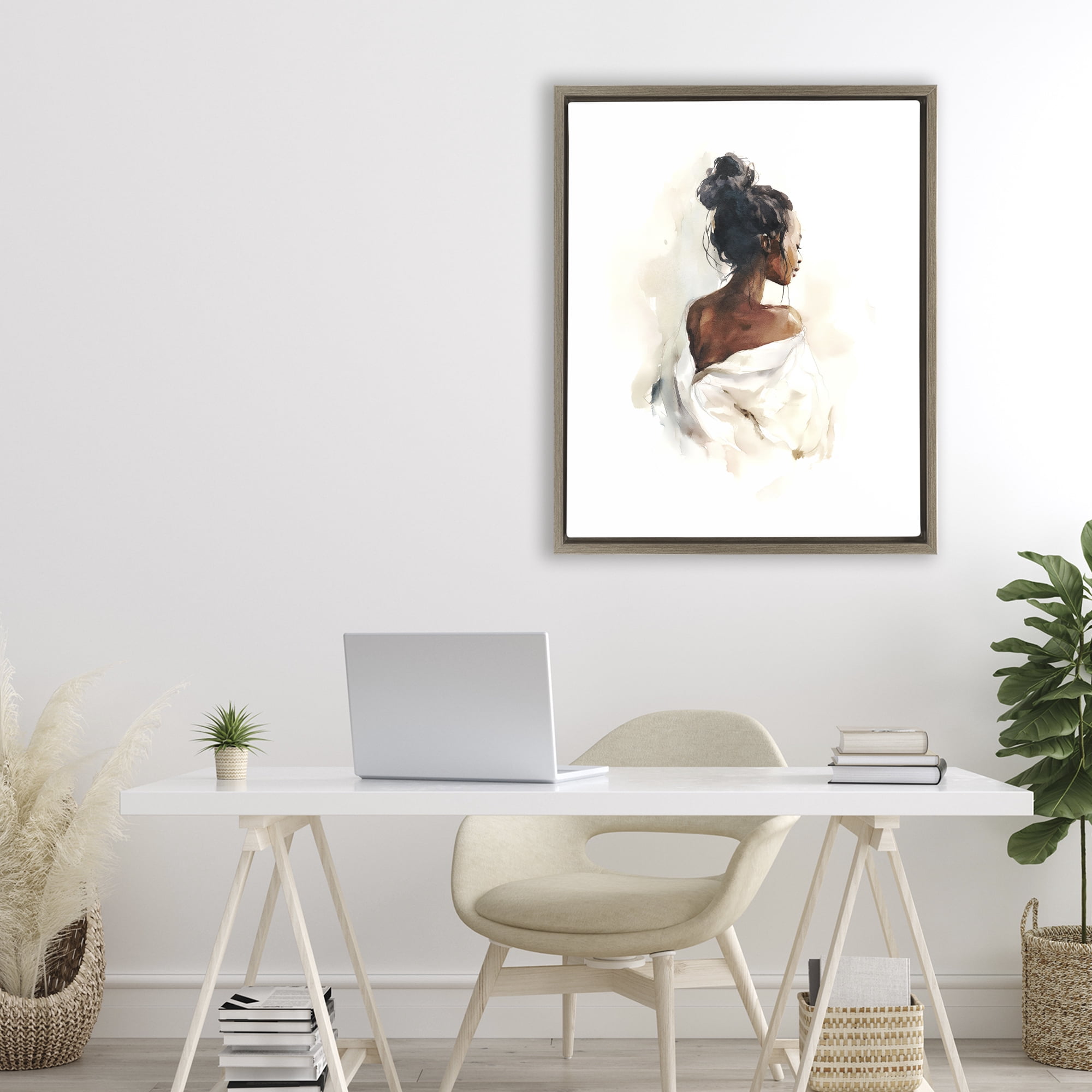 Stupell Industries Chic From Behind Brown Framed Floater Canvas Wall Art, design by Svetlana Aleynikova