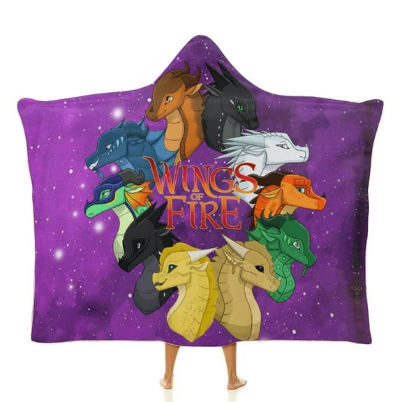 Wings of Fire Hooded Blanket Poncho, Wearable Hooded Blanket Cozy Soft Warm Plush Fleece Blanket for Women Men Teen 40"x50"