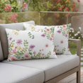 thumbnail image 5 of Pink Spring Floral Outdoor Pillow Covers Pack of 2 Watercolor Botanical Wildflowers Waterproof Throw Pillow Covers Decorative Cushion Cases for Patio Garden Tent Balcony Couch 20x12 inch, 5 of 9