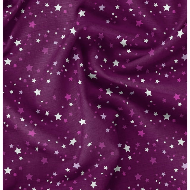 Soimoi Pink Rayon Fabric Stars Star Decor Fabric Printed Yard 42 Inch Wide