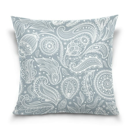 Popcreation Gray White Paisley Throw Pillow Case Vintage Cushion